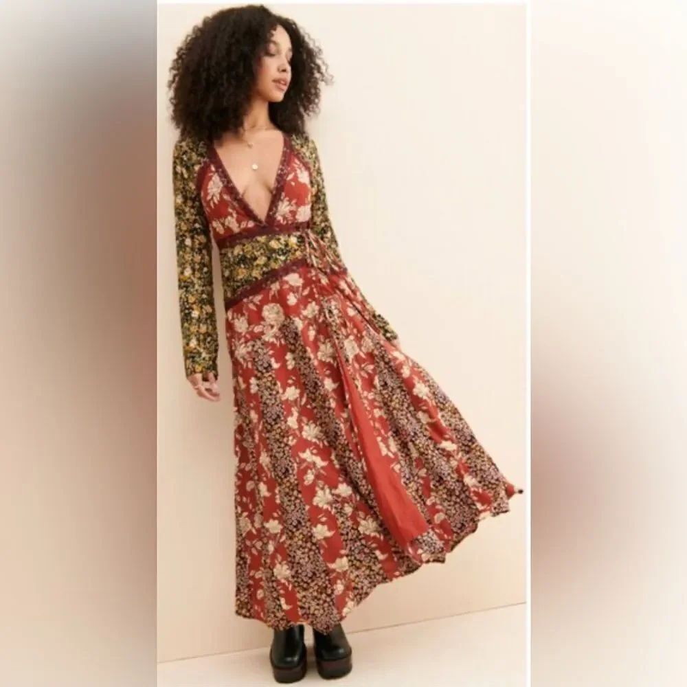Free People Multicolor Floral Long Sleeve Dress NWOT